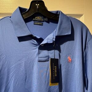 Polo by Ralph Lauren Light Blue Performance Polo with Pink Pony